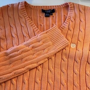 Chaps Cotton Cable Knit V-Neck Sweater Classic Fit Casual XL Vintage Chap Cotton